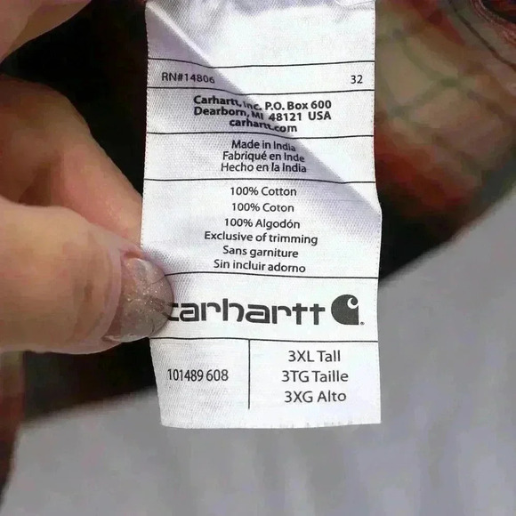 Carhartt Size 3XL Red/Blue/cream long sleeve button down shirt - Picture 9 of 10